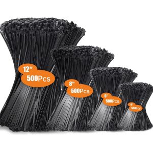 2000 pièces Collier de Serrage,100/150/200/300mm Serflex Noir Resistant à La Traction De 18kg,Professionnelles Attache Câble Durable Résistant au UV Pour cable management,Jardinage,Atelier - Neuf