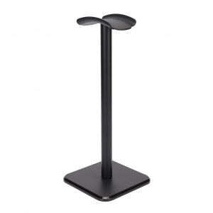 Support de casque avec coins arrondis et base antiderapante, plateau en TPU, barre en metal robuste, support de casque pour la maison, les jeux et le bureau, noir - Neuf