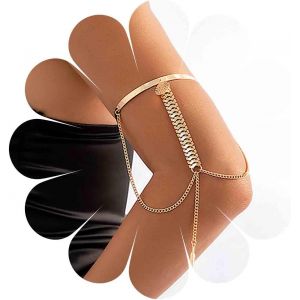 Eryi-Punk Bras Manchette Haut Bras Bracelet Feuille D'or Montre Chaîne Gland Brassards Ouvert Bracelet Bras Bandes Bijoux Pour Femmes Filles - Neuf