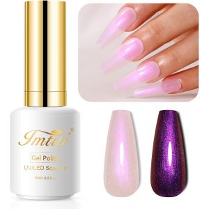 Vernis À Ongles Uv - 15 Ml - Rose Violet Transparent Shell Scintillant - Mermaid Nacre - Brillant Nacré Irisé - Printemps Été - Séchage Uv Led - Neuf