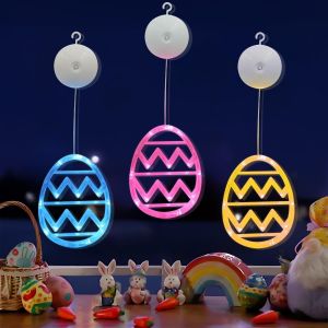 Kal-Décorations De Fenêtre De Pâques, 3pcs Guirlande Lumineuse Led Pour Fenêtre Avec Ventouses, Guirlande Lumineuse De Pâques À Suspendre, Lumières Led Joyeuses Pâques, Décorations De Pâques (3pcs) - Neuf