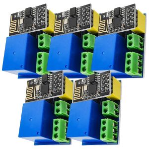 5 x ESP8266-01S ESP-01S WLAN WiFi 5V Module avec Relais Adaptateur (successeur de ESP01) Compatible avec Arduino et Raspberry Pi incluant Un E-Book - Neuf