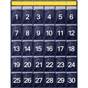 Pochette Numérotée Salle De Classe, 30 Sac De Rangement Suspendu Pour Téléphone Portable Calculatrices Tableau De Poche Avec 4 Crochets (Bleu)[Z1140] - Neuf