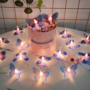 JGD-Guirlande Lumineuse Papillons, 3M 20 LED Lumi&egrave;res de F&eacute;es de Papillons, Aliment&eacute;es par Piles ou USB pour L'ext&eacute;rieur Int&eacute;rieur D&eacute;coration Lumineuse pour Les Enfants - Neuf