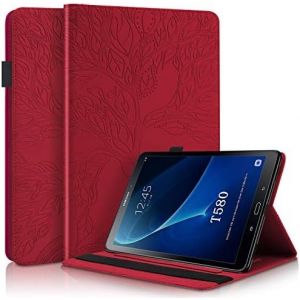 Kal-Coque Samsung Tab A6 Etui De Cuir Pu Portefeuille Fente Pour Carte Flip Housse Avec Supporter Fonction Per Samsung Galaxy Tab A 2016 10.1 Pouce Sm-T580/Sm-T585 Rouge - Neuf