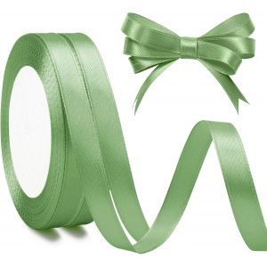CAUC-Ruban Vert Sauge Pour Sapin De No&euml;l, Cheveux Femme 1cm, 23 M&egrave;tres - Pour Travaux Manuels, Fleuriste, Coffrets, D&eacute;co Mariage, Dipl&ocirc;m&eacute; D&eacute;corations, Halloween - Neuf