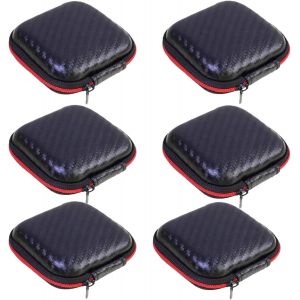 ELVORIX-6pcs &eacute;tui pour Casque Portable, Mini Sac EVA, Sac de Rangement, &eacute;tui Rigide avec Fermeture &agrave; glissi&egrave;re, Peut &ecirc;tre utilis&eacute; pour Casque/Bluetooth/c&acirc;ble de Charge/cl&eacute; Petit Article (Noir) - Neuf