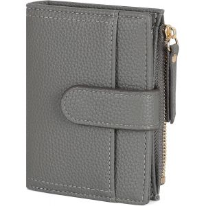 KALANKA-Portefeuille Femme Cuir, Porte Monnaie Femme Petit Portefeuilles et Porte-Cartes avec Fermeture éclair Poche à Monnaie, Gris foncé - Neuf