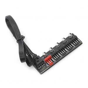 Adaptateur de contr&ocirc;leur de vitesse de r&eacute;partiteur de concentrateur de ventilateur PC &agrave; 5 ports pour ventilateur de refroidissement PWM &agrave; 4 broches - Neuf