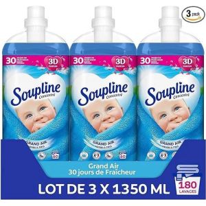 SOUPLINE Adoucissant Liquide Concentr&eacute; 3D Grand Air 3 x 1.35L - Neuf