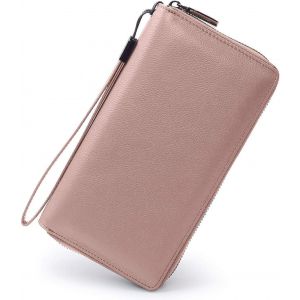 Femmes Rfid Blocage Wallet Cuir Zip Autour D'Embrayage Voyage Grand Sac &agrave; Main Dragonne - Neuf