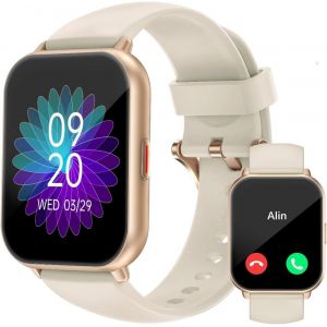Montre Connectée Homme Femme Plusieurs Modes Sportifs avec Appel Bluetooth Notifications Intelligentes Moniteur de Fréquence Cardiaque Oxymètre Cadran de Montre Personnalisé Etanche IP68 - Neuf