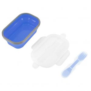 Hjlian Boite A Lunch Pliable En Silicone, Recipient Alimentaire Pour Pique-Nique, Cuisine, Refrigerateur, Micro-Ondes (Bleu) - Neuf