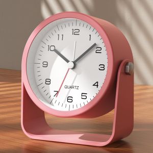 KAL-® Petit Réveil Analogique De 8,9 Cm, Fonctionne À Piles, Jolie Horloge De Table Avec Lumière, Angle Réglable Pour Voyage, Chevet, Chambre À Coucher, Enfants, Décoration De Salon (Rose Foncé) - Neuf