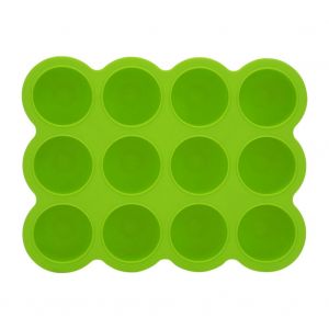 Boite De Conservation En Silicone Pour Aliments Pour Bebe, Moule A Oufs, Bac A Glacons, 12 Trous (Vert) - Neuf