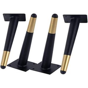 (le noir et l'or, 15cm de haut), 4 métal inclinée tableau jambes coniques, les pieds des meubles, de noir et de l'or, de la non-glissement silencieux de base, adapté pour canapé - Neuf