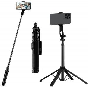 CAI-Trepied Smartphone, Selfie Stick Quad Trépied Avec Télécommande Bluetooth,Extensible Perche A Selfie Trepied Aluminium À Rotation À 360 °,Compatible Avec Gopro,Iphone,Samsung,Xiaomi - Neuf