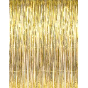 Pack De 2 1m X 2m Or Feuillard Métallique Franges Des Rideaux, De L'or Photo Booth Toile De Fond, Photo Booth Props, Idéal Pour Les Fêtes De Poule, D'anniversaire, De Noël Et De Nouvel An - Neuf