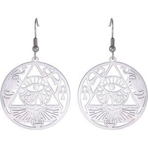Kal-Boucles D'oreilles Oeil D'horus Pour Femmes En Acier Inoxydable Ancienne Déesse Égyptienne Isis Croissant Ankh Avec Noeud Celtique Boucles D'oreilles Amulette - Neuf
