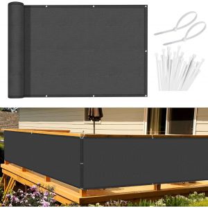 SJZG-Brise Vue Balcon Anthracite 80X300 Cm, Cache Brise Balcon Pour Jardin Exterior Pes, Avec Trous Et Serre Câbles, Uv Résistant - Neuf