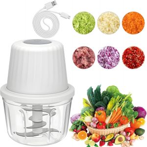 Nouvelhorizonstore-Hachoir &Agrave; Oignons, &Eacute;lectrique, 400 Ml, Hachoir Multiple, Hachoir &Agrave; L&eacute;gumes, 6 Lames, C&acirc;ble De Charge De Type C, Hachoir &Agrave; Oignons De Cuisine Pour Viande, Oignons, Ail, L&eacute;gumes, Noi - Neuf