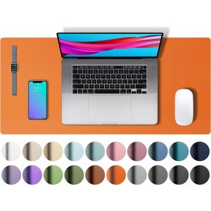 Tapis De Bureau En Cuir Pu,Sous Main Bureau/Tapis De Souris Antid&eacute;rapant/Tapis De Table Imperm&eacute;able/Tapis D'&Eacute;criture Pour Le Bureau Et La Maison (60X35Cm,Hermes Orange) - Neuf