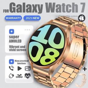 2025 Nouvelle Montre 7 Nfc Surveillance De La Fr&eacute;quence Cardiaque Pour Samsung Montre Femmes Bluetooth Appel Smartwatch Hommes Amoled Gps Montres De Sport Hommes.Gold Steel. - Neuf