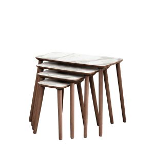 Table gigogne (4 pi&egrave;ces) en bois "Luci" 70 x 40 x 55 cm - Blanc - Neuf