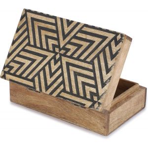 Ershi-Boîte À Bijoux En Bois Faite À La Main Organisateur Rangement Souvenirs Un Design Ligne Noire Vintage Coffre Trésor Pour Bou[5419] - Neuf