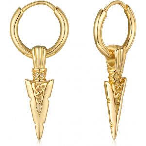 Chenquansarl-Boucles D'oreilles Cr&eacute;oles C Iques En Or 14 Carats - Argent Sterling 925 - Pour Homme Et Femme - Un Xe, 21mm, Argent Sterling, Pas De Gemme - Neuf