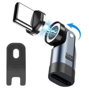 TRAHOO-240W USB C &agrave; USB C Connecteur Magn&eacute;tique [1 Pi&egrave;ces], Adaptateur USB C magn&eacute;tique, 9Pin Rotatif &agrave; 180&deg;,pour Phone 14 15 16 Pro Max, Pad Mini 6, Samsung Galaxy S24 S23 A54 - Neuf