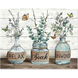 Ayuhr-Peinture Diamant Fleurs Dans Vase 40 X 30 Cm Peinture Diamant Plantes Vert Diamond Painting Papillon Paysage Diamant Peinture Art Broderie Point De Croix Images Cadeau Décoration Murale - Neuf