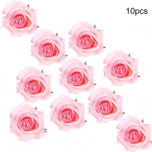 Hjlian Lot De 10 Roses Artificielles Pour Decoration De Mariage, Maison, Rose Clair - Neuf