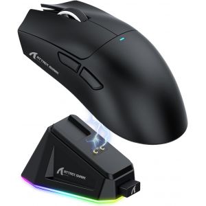 KALANKA-X11 Souris de jeu avec station de chargement magn&eacute;tique, capteur de jeu PixArt PAW3311, souris de jeu sans fil/filaire BT/2,4 G, 22 000 DPI, souris de bureau pour Win11/Xbox/PS/Mac (noir) - Neuf