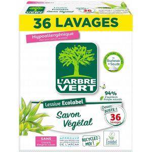 Lessive Poudre Savon V&iquest;&iquest;g&iquest;&iquest;tal - ECOLABEL - Hypoallerg&iquest;&iquest;nique - 36 Lavages - 94% d'ingr&iquest;&iquest;dients d'origine naturelle - 1.8Kgs - Neuf