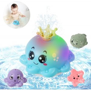 Kal-Jouet Bain Bébé 1 2 3 Ans, Enfants Jouets De Bain Led Pieuvre Induction Automatique Jet D'eau Jouets De Piscine Pour Bébé - Neuf
