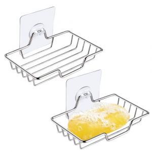Lot de 2 porte-savons muraux avec crochets pour salle de bain et cuisine - Neuf