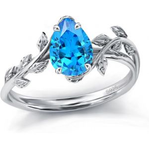 Kalanka-Bague De No&euml;l En Argent Sterling 925 Avec Pierre De Naissance, Agate Mousse, Opale, Pour Femme, Bague De Fian&ccedil;ailles, Bague De Mariage - Neuf