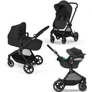 Trio Eos Poussette + Si&egrave;ge Auto + Nacelle Cybex Pack Poussette Trio Eos Black Moon Black : Poussette Convertible 2en1 + Si&egrave;ge Auto Aton B2 I-Size + Hamac Convertible Nacelle - Neuf