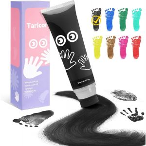 Kalanka-75ml Kit Empreinte Bebe, Non Toxique Encre Pour Empreinte Bebe Avec Attachement Éponge, Peinture Empreinte Bebe Pour La Peau,Nouveau-Nés Douche Cadeau Bebe Souvenir(Noir) - Neuf