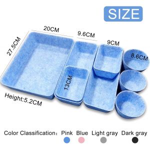 Organiseur de bureau en feutre,organisateurs de tiroirs,Diviseurs de tiroir de garde-robe,Plastique peu Profond &eacute;troit Organisateurs,de Tiroirs S&eacute;parateurs (Gris Clair) - Neuf