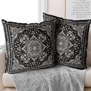 Cauc-Lot De 2 Housses De Coussin D&eacute;coratives Douces - 55 X 55 Cm - Style Boh&egrave;me - Carr&eacute; - Double Face - Style Ethnique - Pour D&eacute;coration D'int&eacute;rieur, Canap&eacute;, Chambre &Agrave; Coucher, Voiture Avec - Neuf