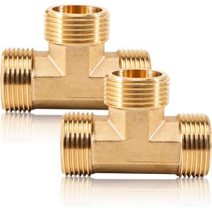 NouvelHorizonstore-Lot de 2 raccords en T en laiton 1"", G1"" (&Oslash;32,5 mm), raccord en T 90&deg; AG/AG/AG, d&eacute;rivation filetage ext&eacute;rieur, DN25, raccord d'eau pour eau potable - Neuf