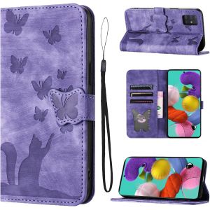 Kal-Housse Protection Pour Samsung Galaxy A51 4g/5g 6.5 Pouces Matériau En Cuir Pu Coque Galaxy A51 Samsung Avec Fentes Pour Cartes Coque Samsung Galaxy A51 Violet - Neuf