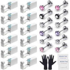 ChenQuanSarl-Lot De 7 Pistolets &Agrave; Piercing Jetables En Acier Inoxydable (Oreille, Bouton Du Ventre, Langue, Sourcil, L&egrave;vre, Nez) - Neuf