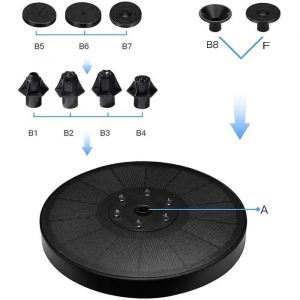Fontaine Solaire Pour Bassin Piscine Décoration De Jardin - 6led - Avec Éclairage - Pompe À Eau Solaire - Neuf