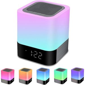 Enceinte Bluetooth Portable Enceintes Reveil Enfant Lumineux, Lampe De Chevet Chambre Veilleuses Avec 48 Couleur Pour Enfants Decoration Ado Chambre Salon, Id&eacute;e Cadeau Pour Femme Fille Homme Garcon - Neuf