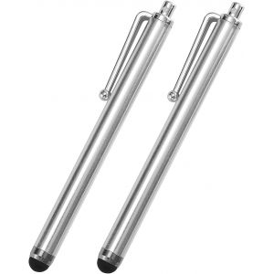 Lot de 2 Stylets argent&eacute;s pour Smartphone - Pointe en Silicone pour appareils &agrave; &eacute;cran Tactile - Neuf