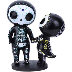 1 Figurine De Couple De Crânes En Sucre Et De Roses Jusqu'à La Mort, En Résine, À Collectionner - Neuf