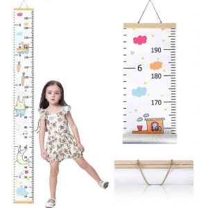 Courbe de croissance de la taille des enfants | Règle de mesure murale pour bébé en bois et toile | Règle murale pour garçons et filles | 79 pouces x 7,9 pouces | Idéal pour Nu - Neuf
